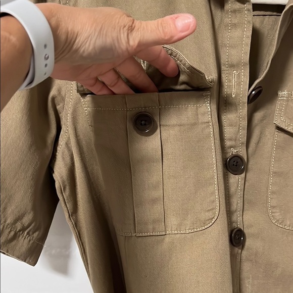 BR Limited Edition Khaki Utility Safari Romper Cotton Linen Jumpsuit, Size 12 - Picture 9 of 15